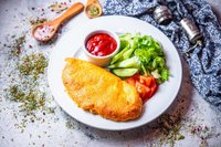 Küpsetatud sealiha seente ja juustuga + lisand
