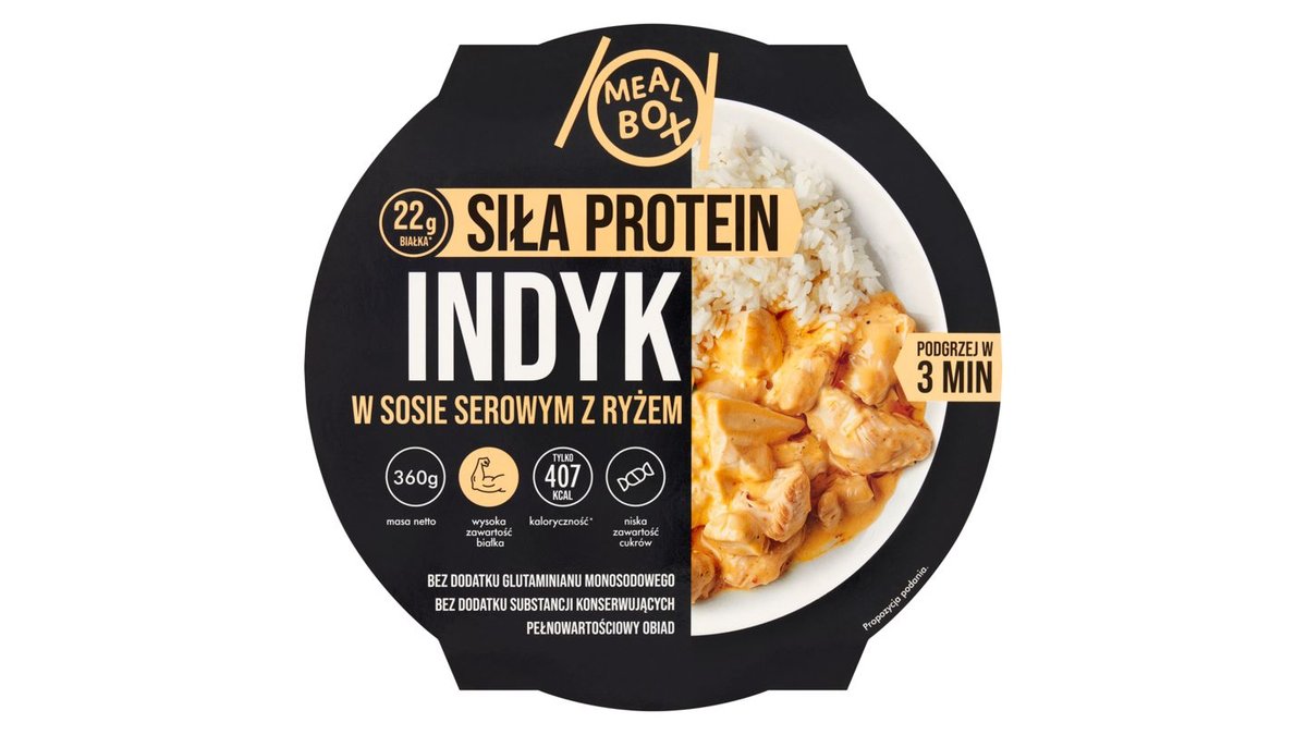 Meal Box Siła Protein Indyk w sosie serowym z ryżem 360 g