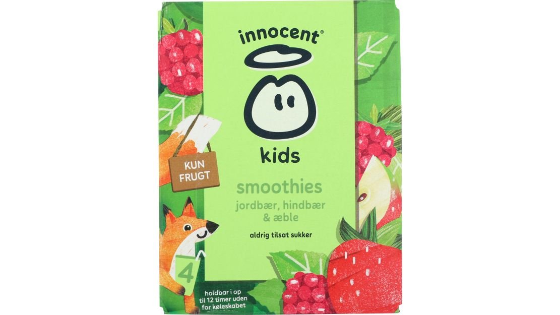 Smoothie m. jordbær, hindbær og æble, Innocent Kids