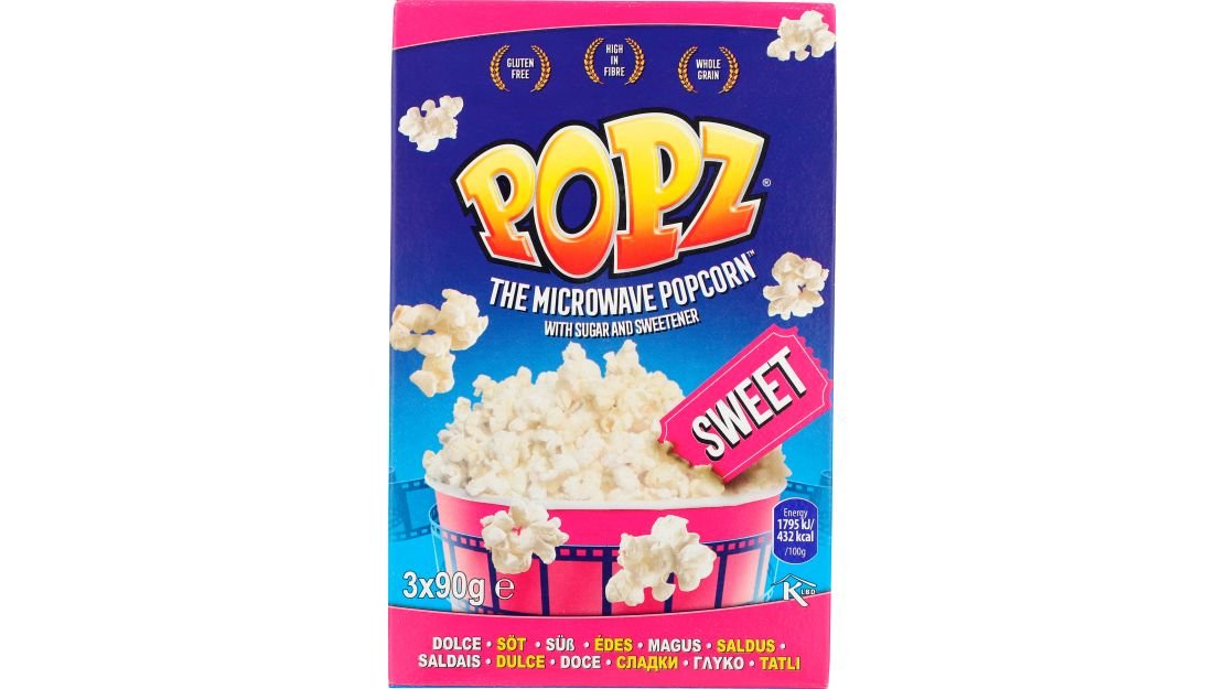 Mikrobølgepopcorn søde 3-pak, Popz 270 g