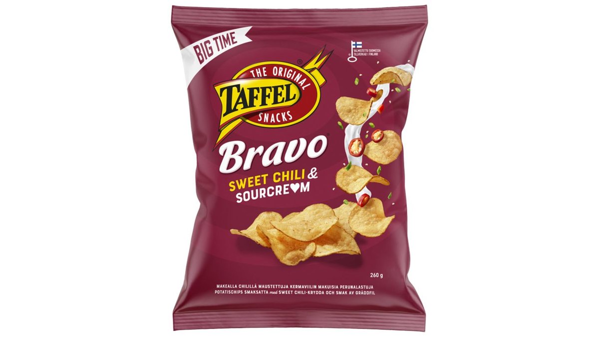 Taffel Bravo sourcream & sweet chili maustettu sipsi 260g