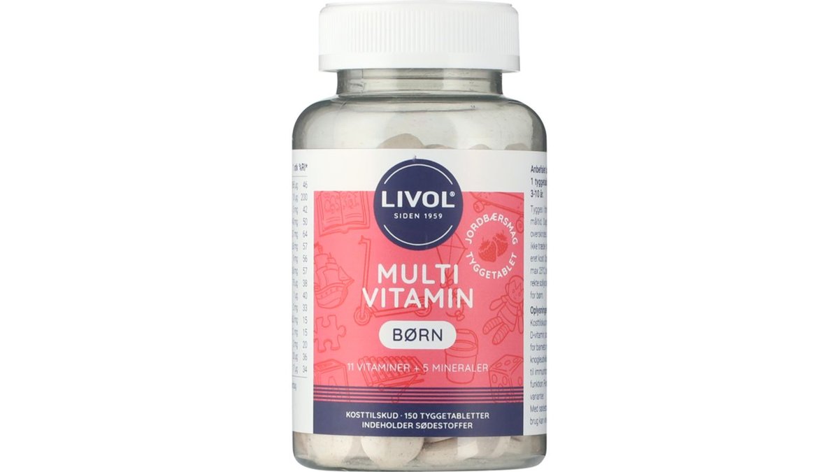 Multivitaminpiller t. børn m. Jordbær, Livol