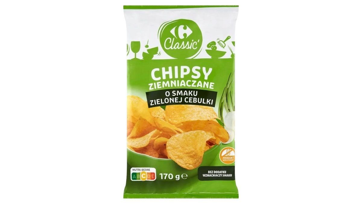 Carrefour Classic Chipsy ziemniaczane o smaku zielonej cebulki 170 g