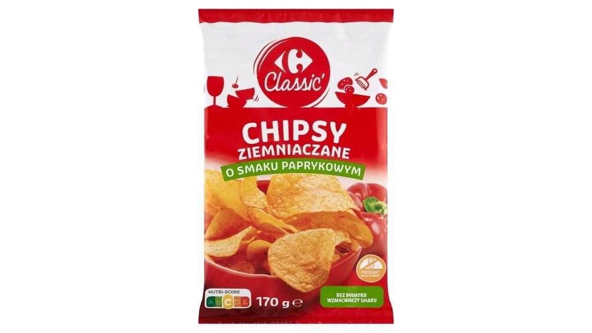 Carrefour Classic Chipsy ziemniaczane o smaku paprykowym 170 g