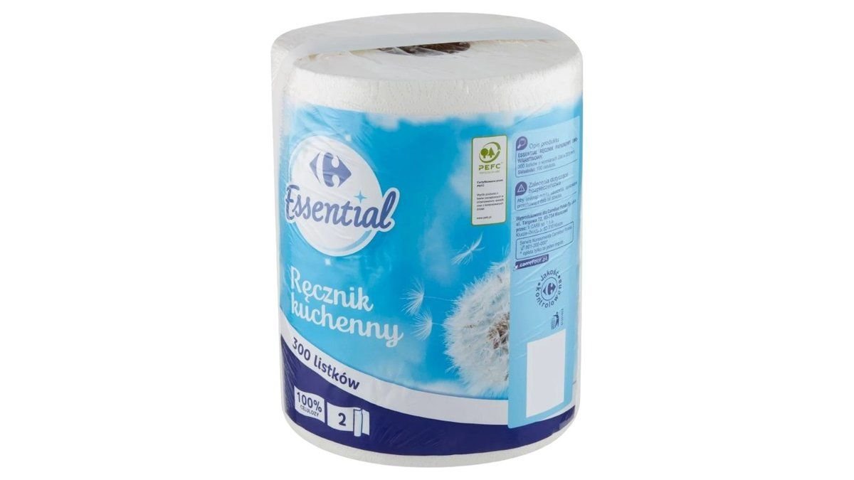 Carrefour Essential Reczniki papierowe 2-warstwy 300 listków