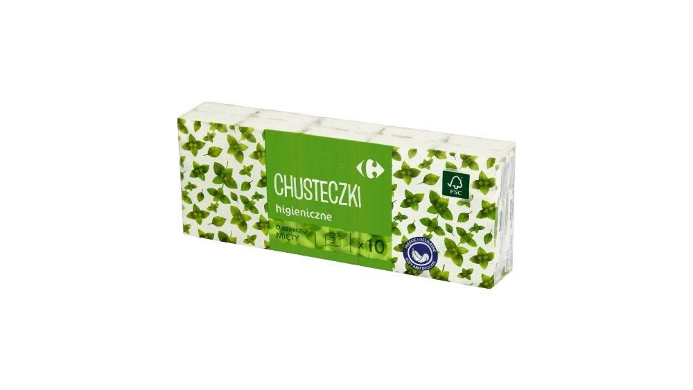 Chusteczki higieniczne 10x10 szt. 3 warstwowe miętowe