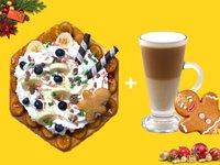 Objednať Vianočná bubble waffle + Perníkové caffe latte