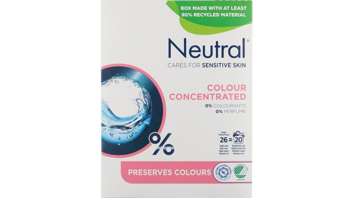 Vaskepulver Parfumefri t. kulørt vask, Neutral