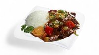 Objednať M40.Hovězí “Kung-Pao”s rýží 🌶