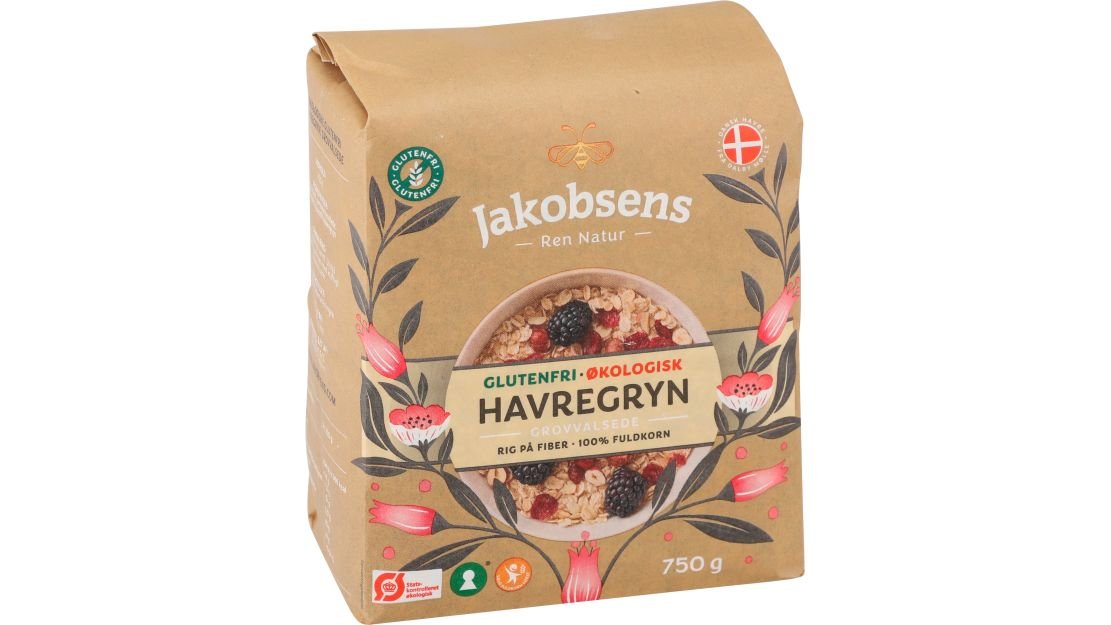 Økologiske grovvalsede havregryn 750 g