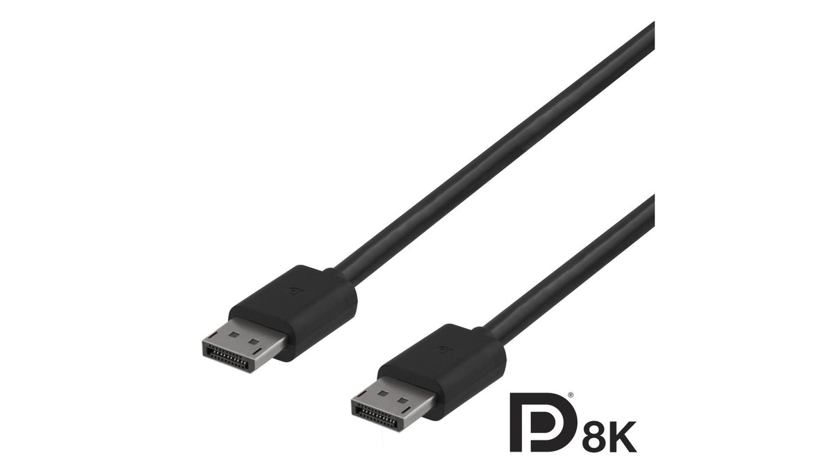 DisplayPort 1.4-kabel, 8K, 3 m, sort, Deltaco