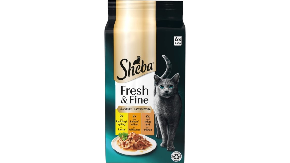 Sheba Kattemat Fresh & Fine Fjerkre i Gele 6x50, 300 g