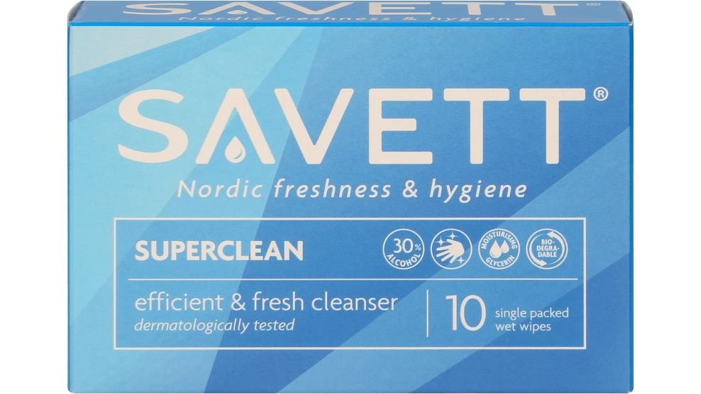 Savett Våtservetter Super Clean, 10-pack