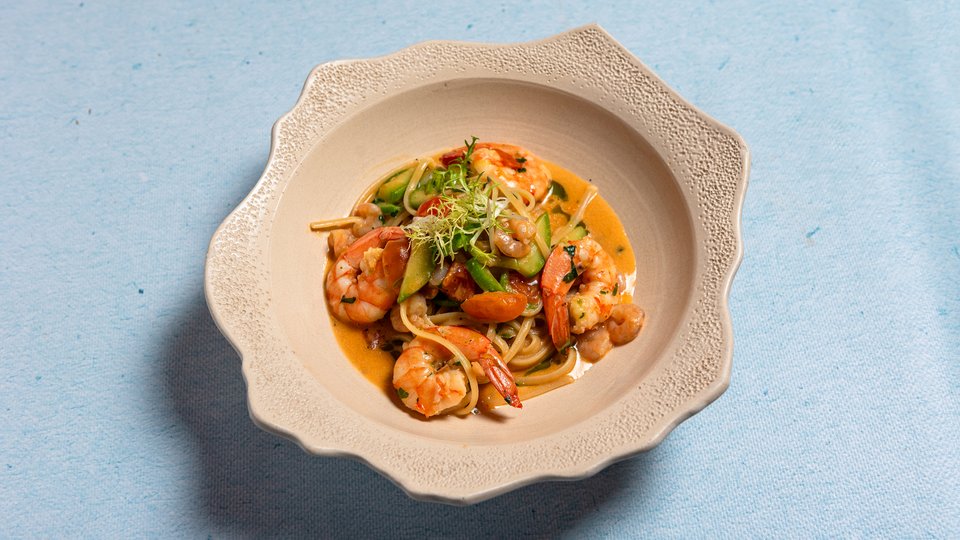 Linguini with Shrimp & Pumpkin