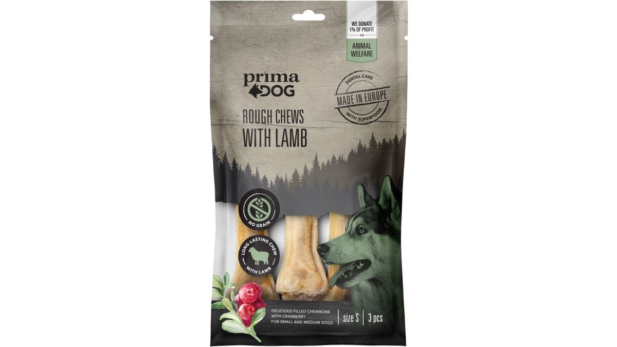 Primadog Tuggben Lamm & Tranbär S, 3-pack