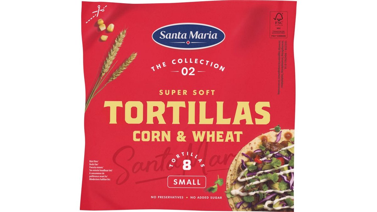 Santa Maria Tortilla Majs & Vete Liten, 8-pack