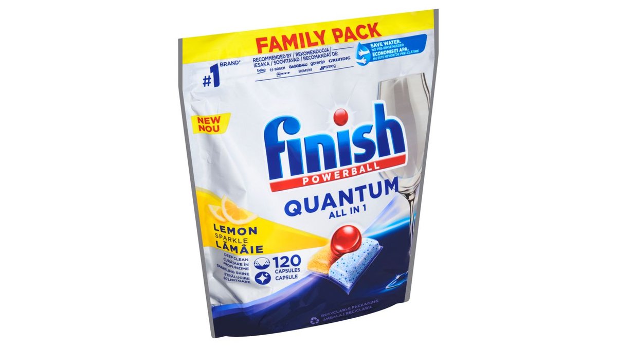 Finish Powerball Quantum All in 1 Lemon Sparkle kapsle do myčky nádobí 120 ks 1248g