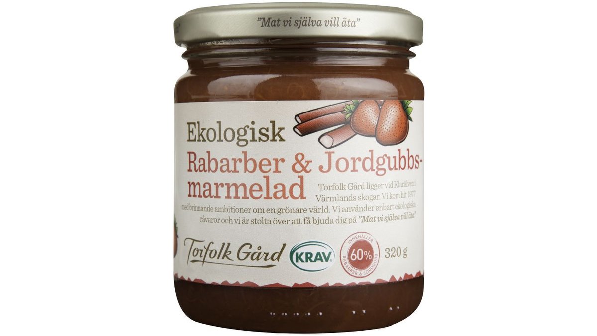 Torfolk Gård Rabarber- & Jordgubbsmarmelad, 320 g