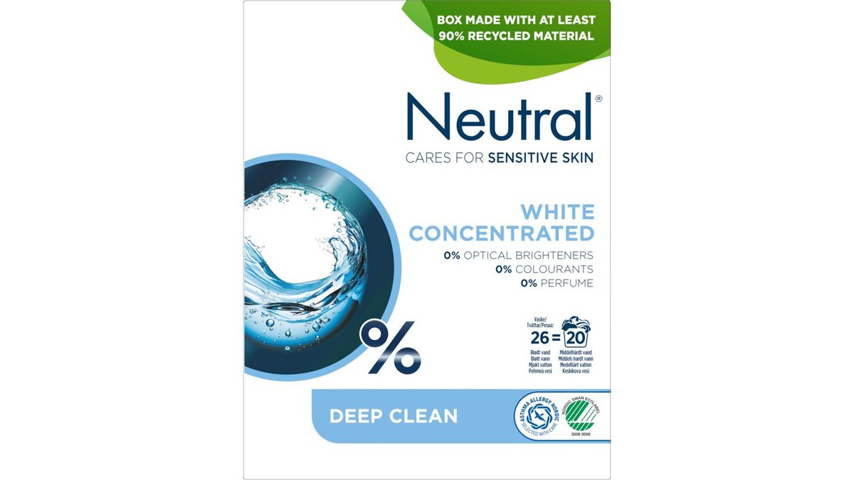 Neutral Tvättmedel Pulver White Sensitive Skin, 1,04 kg