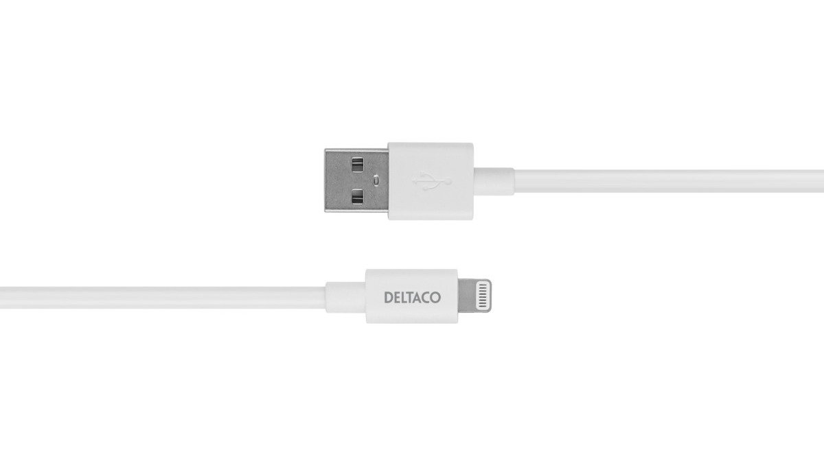 Deltaco USB-A - Lightning kaapeli 1m, valkoinen