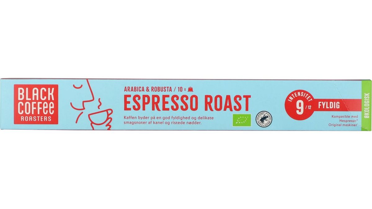 Kaffekapsler Espresso Roast øko. Black Coffee Roasters
