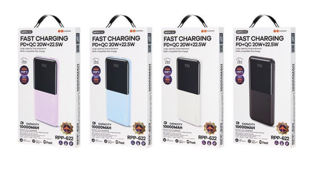 Black Fast charging power bank 22.5W 10000 mAh