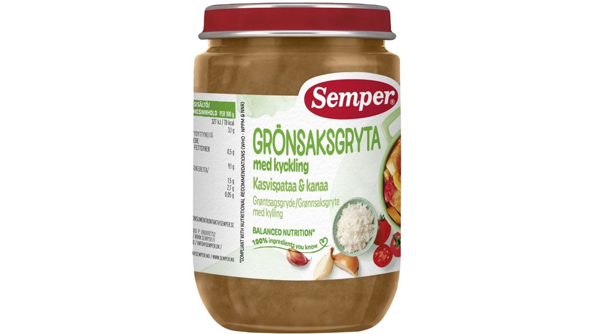 Grøntsagsgryde M/Kylling 8 Mdr 190 G