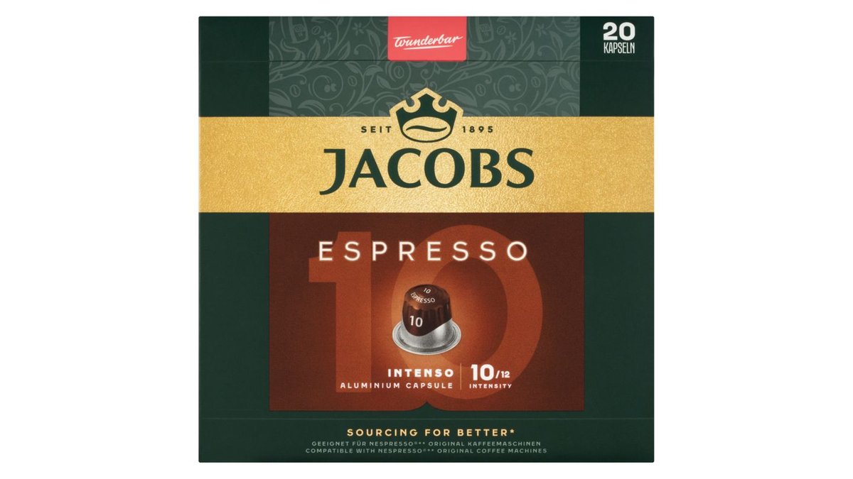 Jacobs Espresso 10 Intenso pražená mletá káva 20 kapsúl 104 g