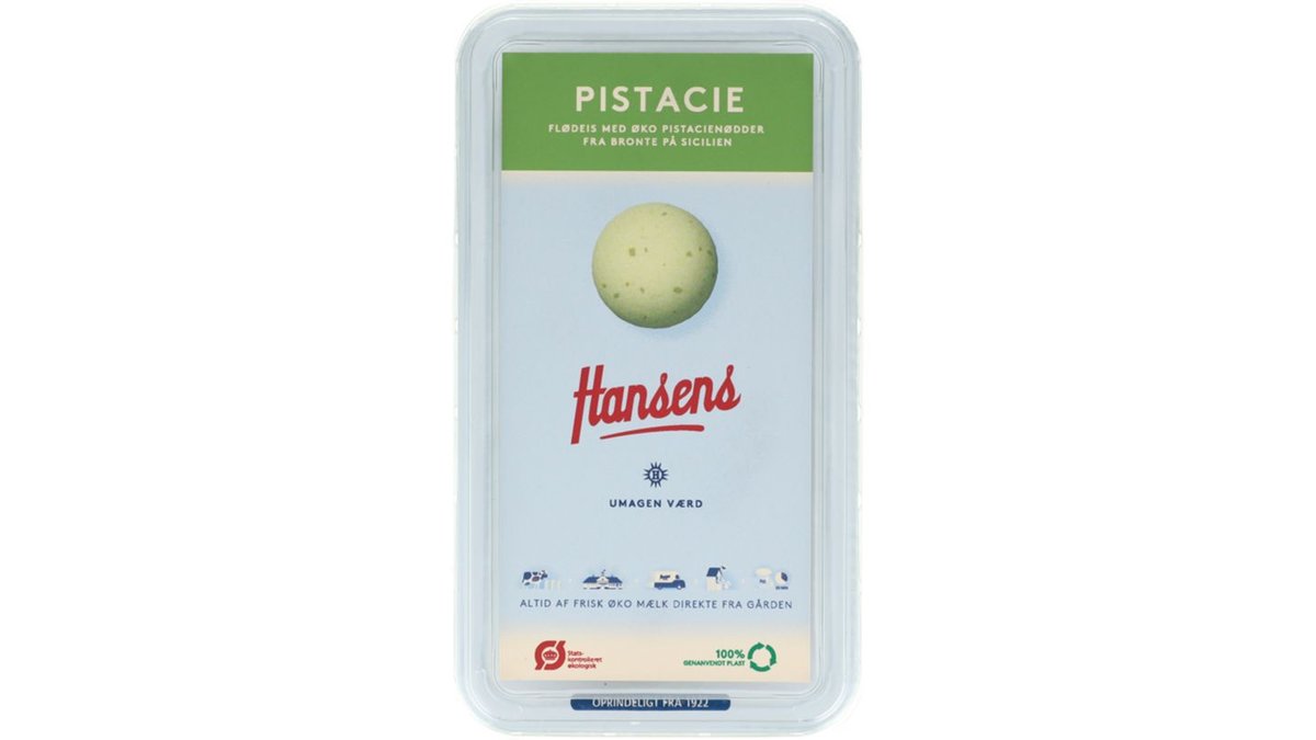 ❄️Flødeis m. pistacie øko. Hansens