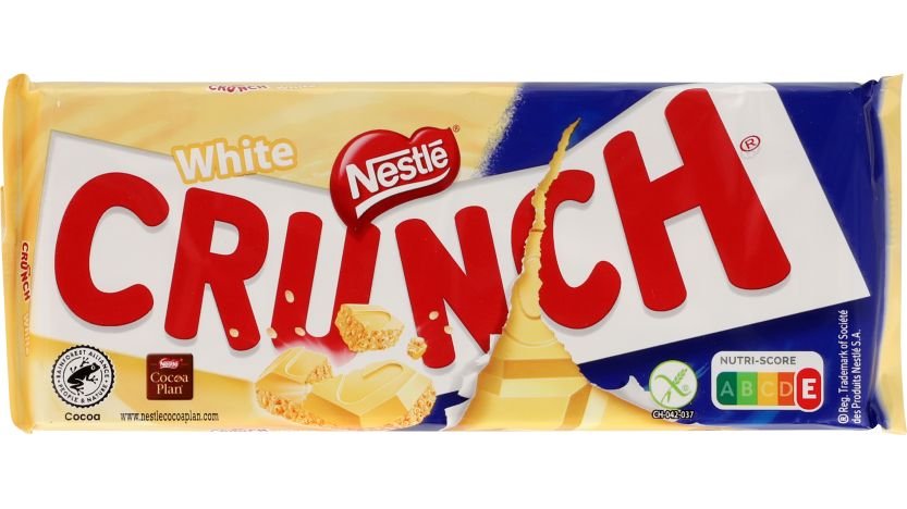 Hvid chokolade m. sprøde risstykker, Nestlé