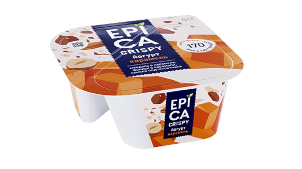 Йогурт Epica Crispy с карамелью 10,2% 140 г