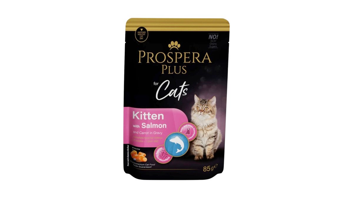 Prospera Plus Cat Kitten Salmon and Carrot Pouch 85g