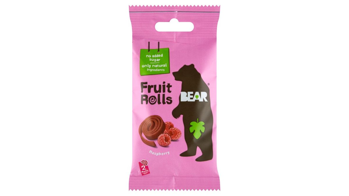 Bear Raspberry jemne sušené rolované plátky z ovocia a zeleniny 2 ks 20 g