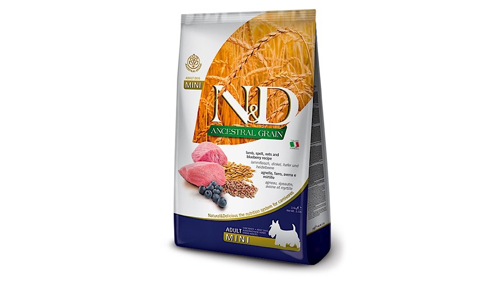 Farmina N&D Ancestral Grain – Lamb & Blueberry Adult Mini 800g