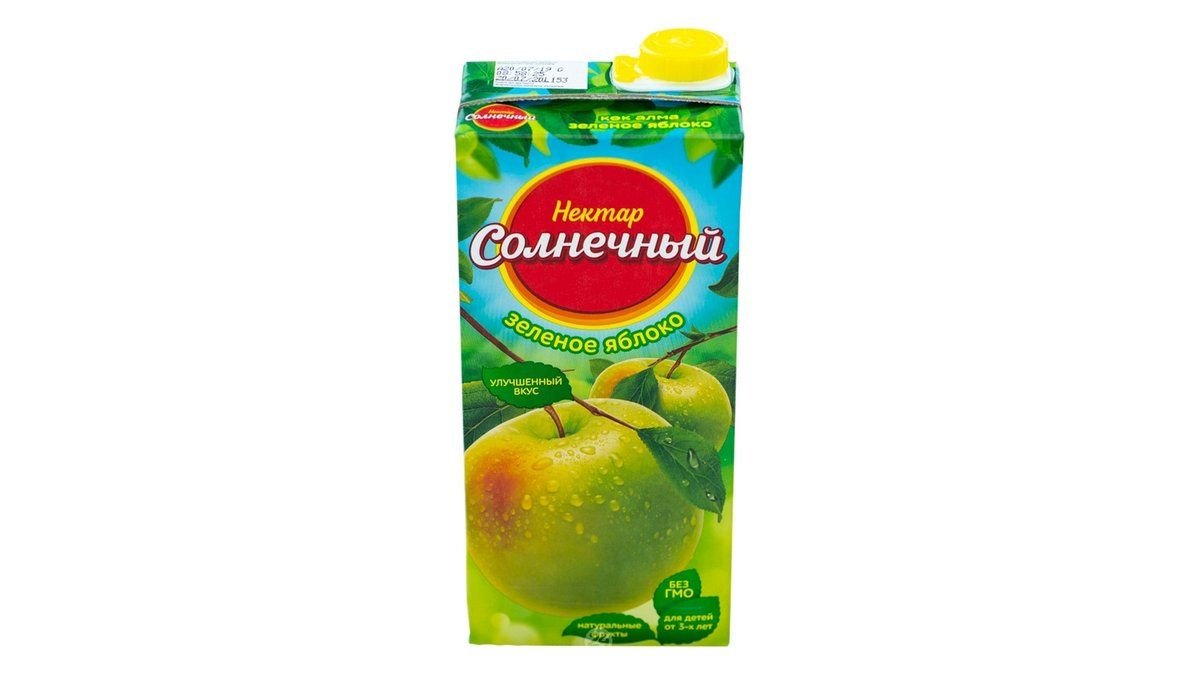 Нектар Солнечный зеленое яблоко 0,2 л