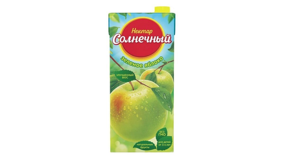 Сок нектар Солнечный зеленое яблоко 1.9 л
