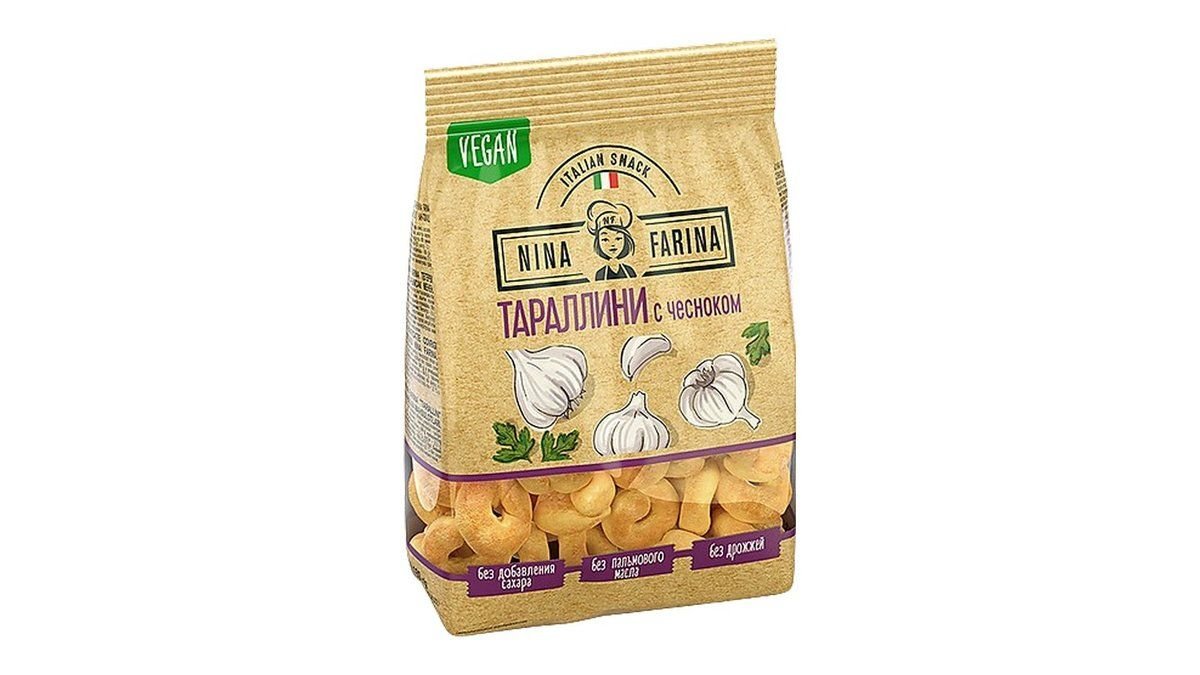 Сушки Nina Farina тараллини с чесноком 180 г