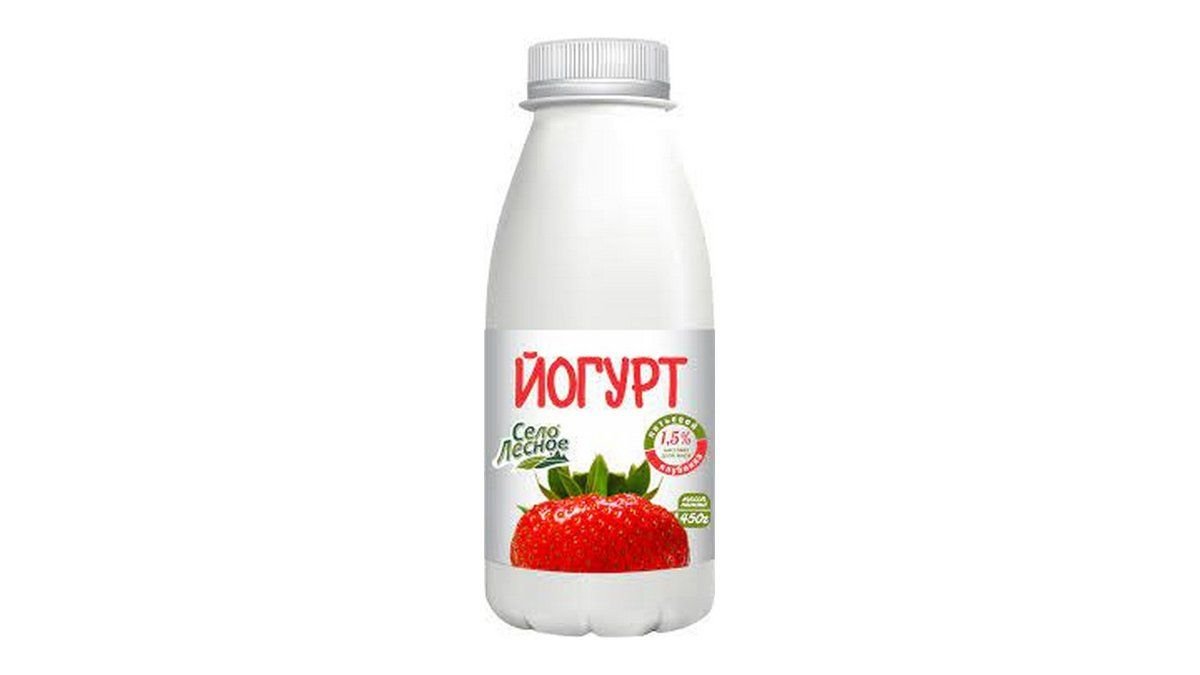 Йогурт питьевой село лесное 450мл 1,5% клубника