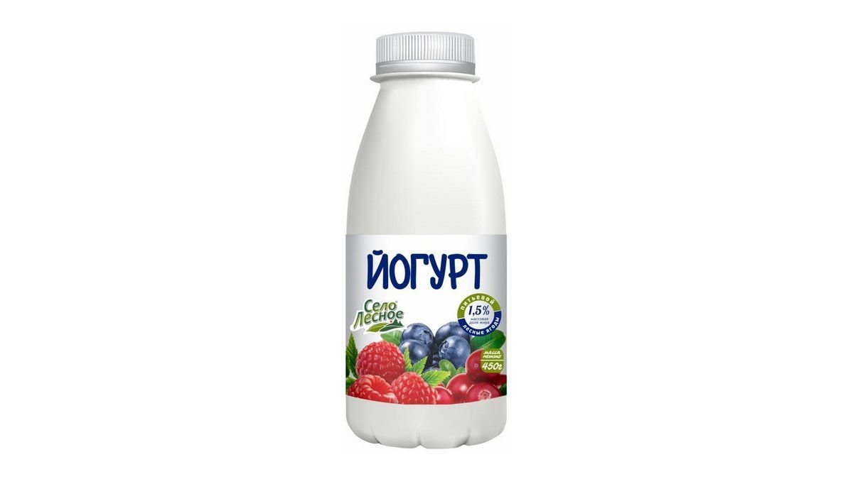 Йогурт СЕЛО ЛЕСНОЕ Лесная ягода 1,5% 450г п/у