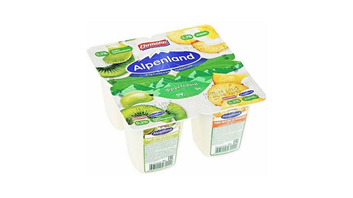 Йогурт вязкий aipenland 95гр 0,3% киви ананас