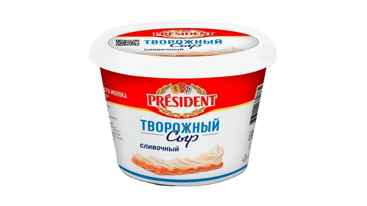 Сыр творожный president 140гр сливочный