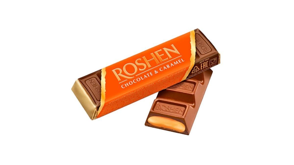 Шоколадный батончик roshen 43гр с карамелью