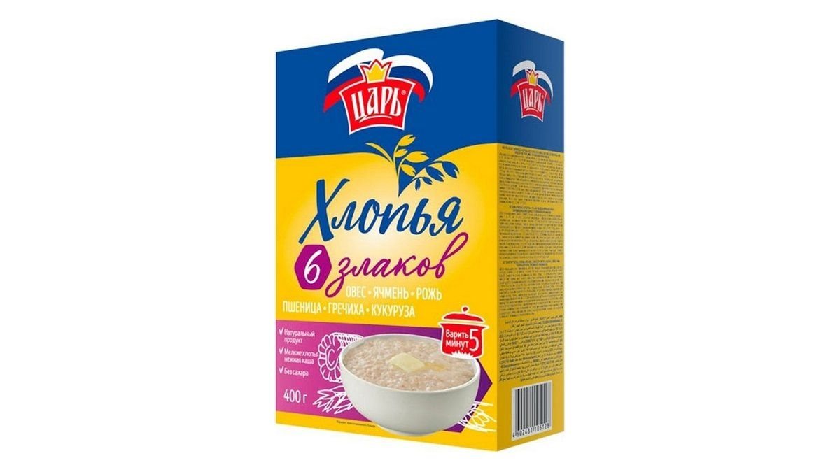 Царь-каша, хлопья царь-каша 400 гр., 6 злаков, шт.