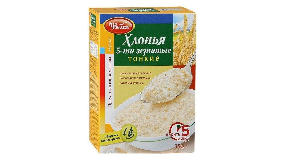 Хлопья Увелка 5-ти зерновые тонкие 350 г