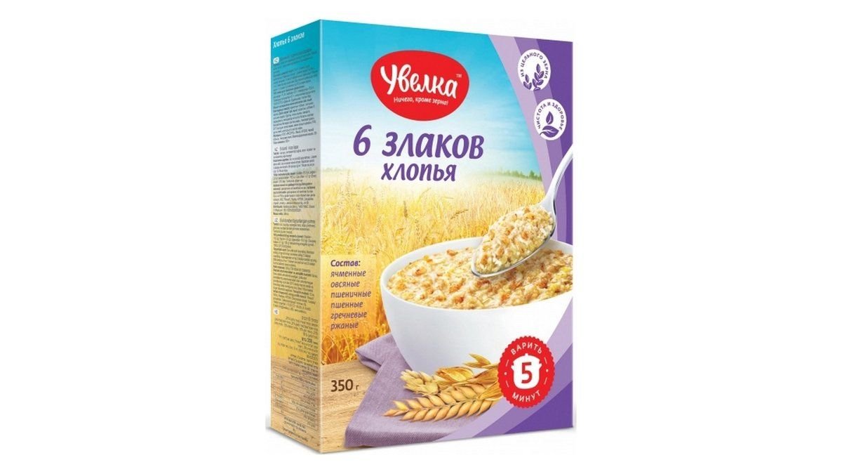 Увелка, хлопья увелка 400 гр., 6 злаков, шт.