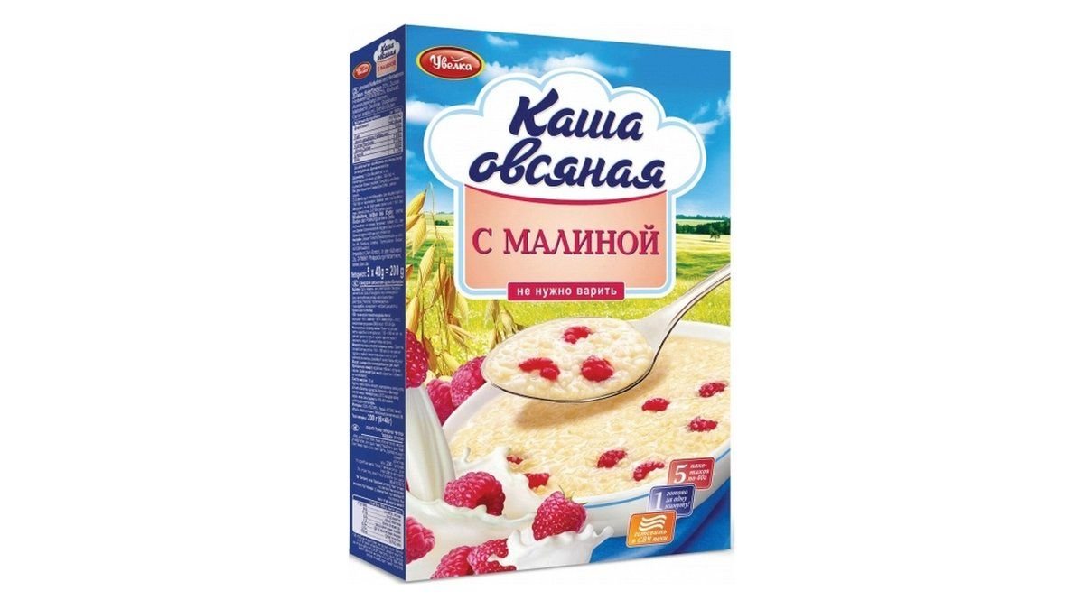 Увелка, каша увелка 200 гр., овсяная с малиной, шт.