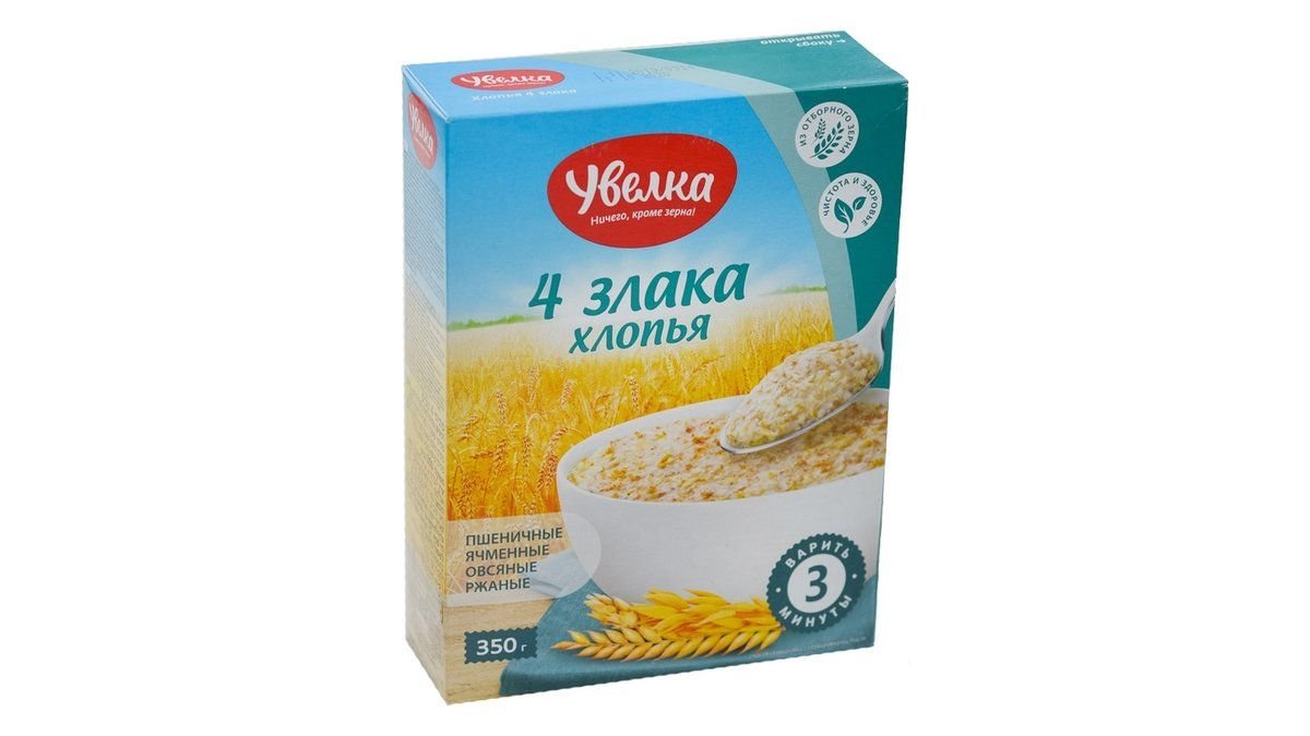 Хлопья Увелка овсяная 4-х зерн тонкие 350 г