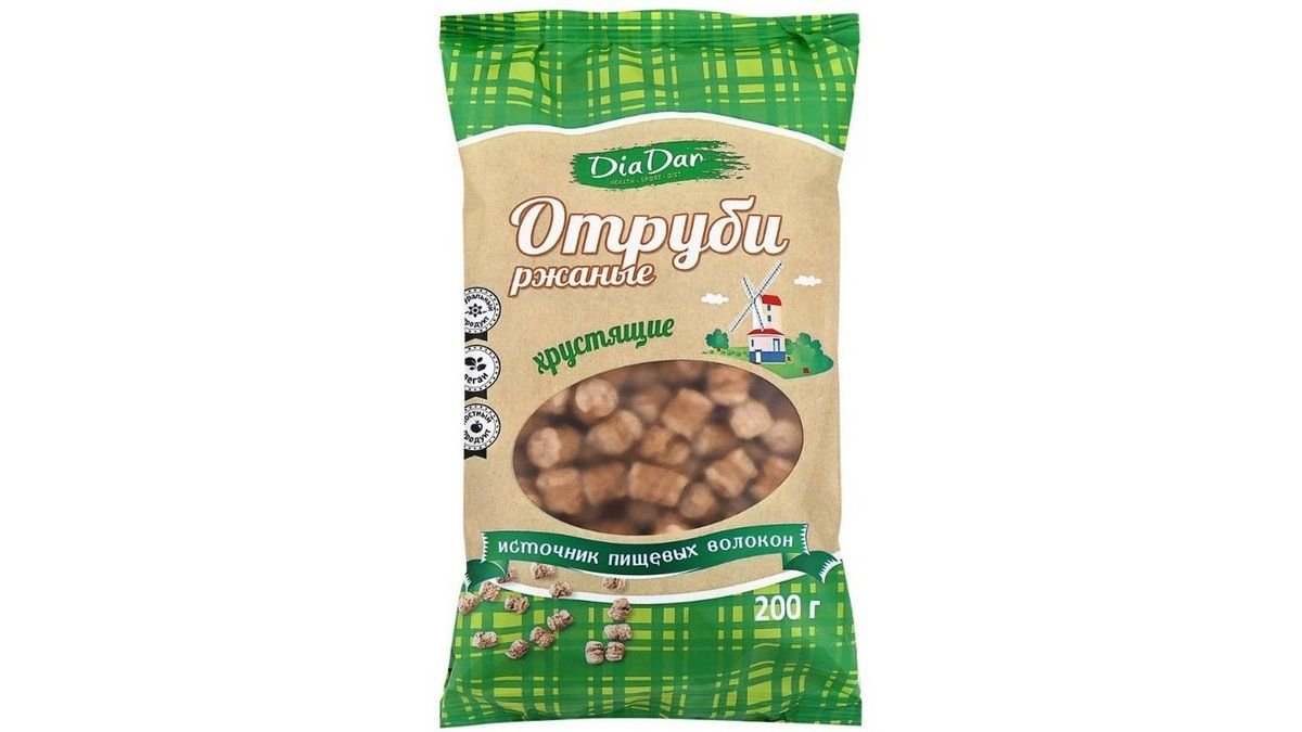 Диадар, отруби диадар 200 гр., ржаные, шт.