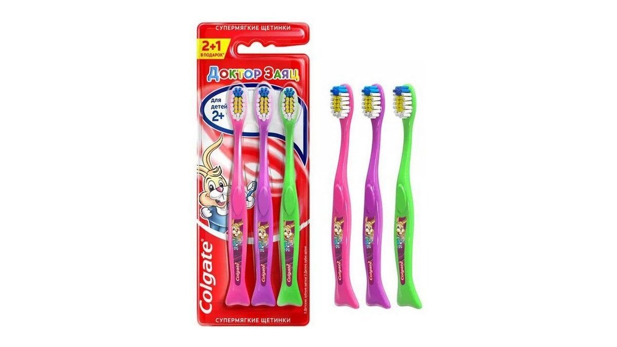 Зубная щетка colgate kids детская 2+ (2+1)