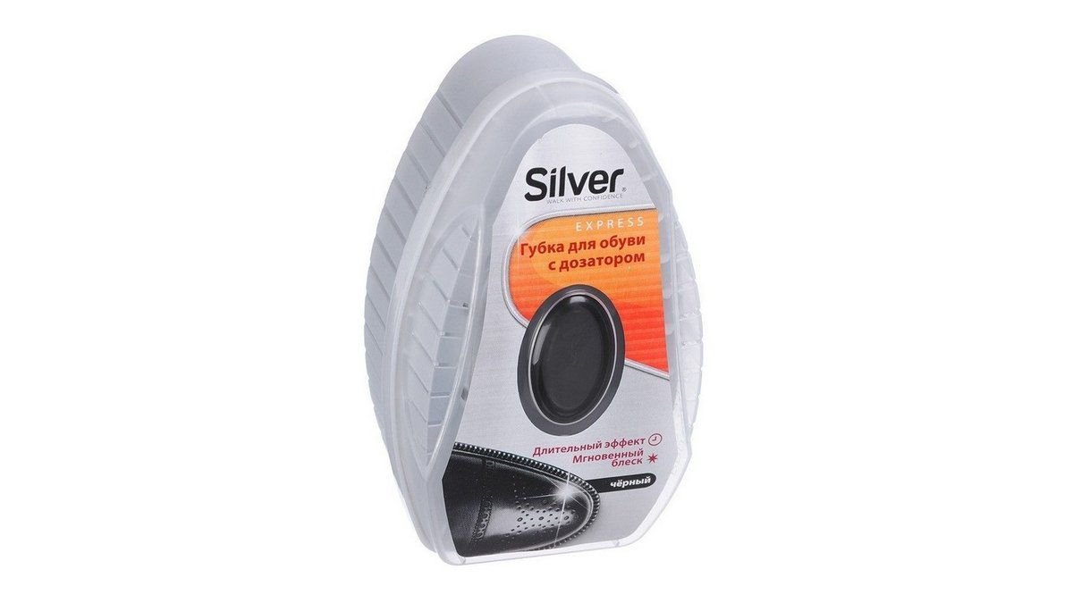 Губка д/обуви Silver с дозат силикона черный 6  мл